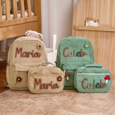 Custom Kids Backpack and Lunchbag With Name Toddler School Bag For Back To School Kit Gift