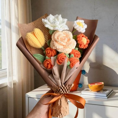 Handmade Crochet Flowers Bouquet For Mom or Grandma Mother's Day or Christmas Gift