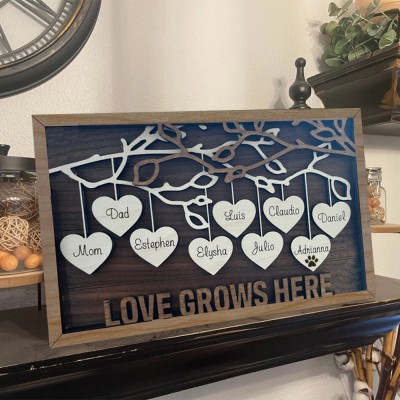 Personalized Wooden Family Tree Sign For Christmas Family Anniversary Gift