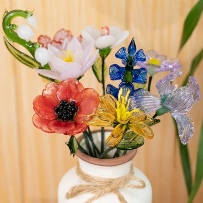 Custom Handmade Glass Birth Month Flower For Mom Grandma Christmas Unique Gift