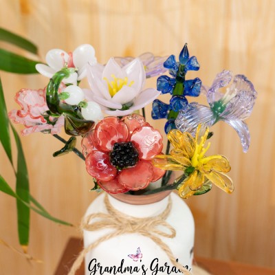 Custom Grandma's Garden Handmade Glass Birth Month Flower For Mom Grandma Christmas Unique Gift