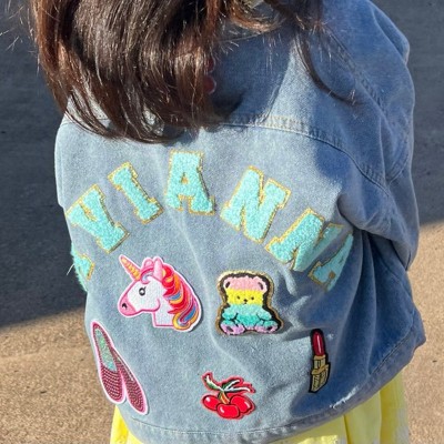 Personalized Letter Patch Jean Jacket With Name For Kids Girls Gift