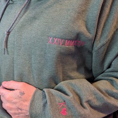 Custom Embroidered Roman Numeral Hoodie Valentine's Day Gift For Boyfriend Husband