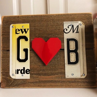 Personalized Couple License Plate Sign with Initials For Anniversary Valentine's Day Gift
