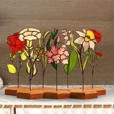 Personalized Birth Month Flower Garden Plant Stake For Mom or Grandma Gift