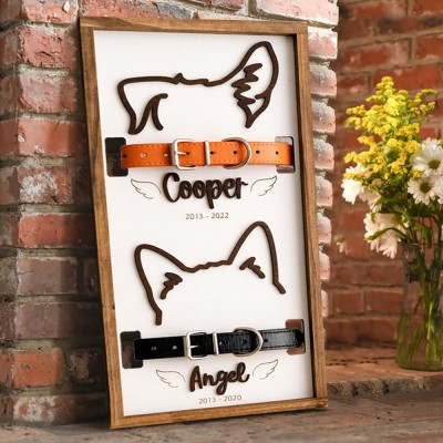 Personalized Dog Ear Collar Pet Memorial Frame Pet Loss Gifts