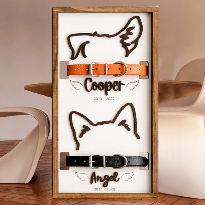 Personalized Dog Ear Collar Pet Memorial Frame Pet Loss Gifts