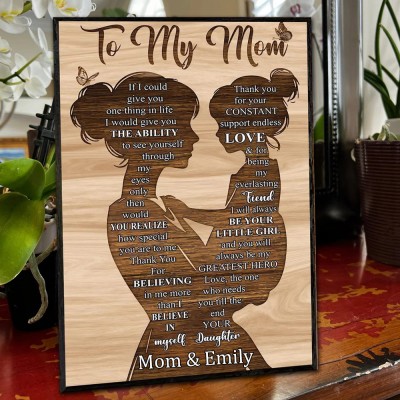 Personalized Gift For Mom From Daughter To My Mom Quote Wood Sign Mother's Day Gift