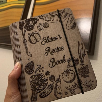Personalized Wood Recipe Book Blank Binder Cookbook For Family Christmas Anniversary Gift