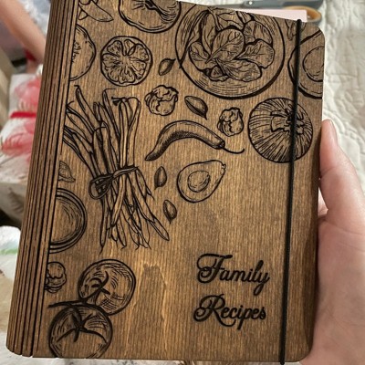 Personalized Wood Recipe Book Blank Binder Cookbook For Mom Grandma Family Christmas Anniversary Gift