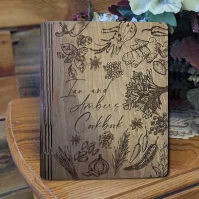 Personalized Wood Recipe Book Blank Binder Cookbook For Family Christmas Anniversary Gift