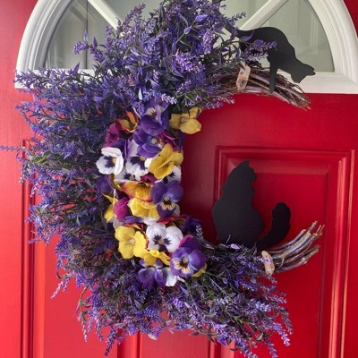 Crescent Moon Black Cat Wreath For Christmas Gift