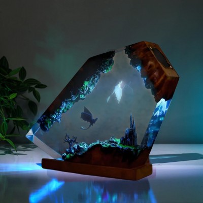 Handmade Flying Dragon Resin Lamp Christmas Couple Gift for Him or Her