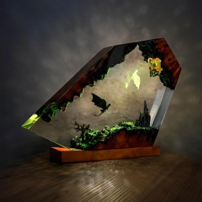 Handmade Flying Dragon Resin Lamp Christmas Couple Gift for Him or Her