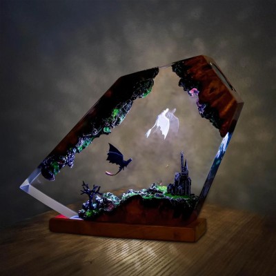 Handmade Flying Dragon Resin Lamp Christmas Couple Gift for Him or Her