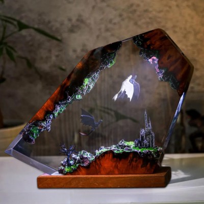 Handmade Flying Dragon Resin Lamp Christmas Couple Gift for Him or Her