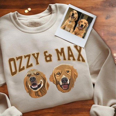 Custom Dog Face Photo Embroidered Sweatshirt For Pet Lover Keepsake Gift