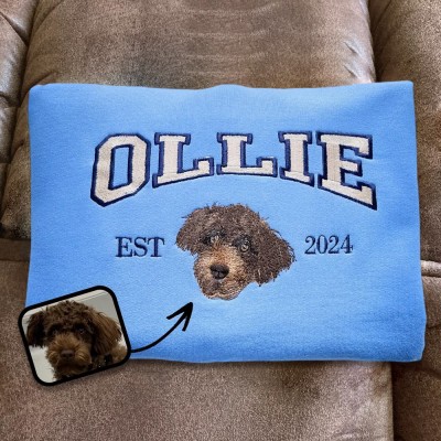 Custom Pet Face Photo Embroidered Sweatshirt For Dog Lovers Keepsake Gift