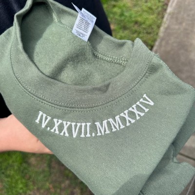 Custom Embroidered Roman Numeral Sweatshirt Anniversary Valentine's Day Gift For Couple