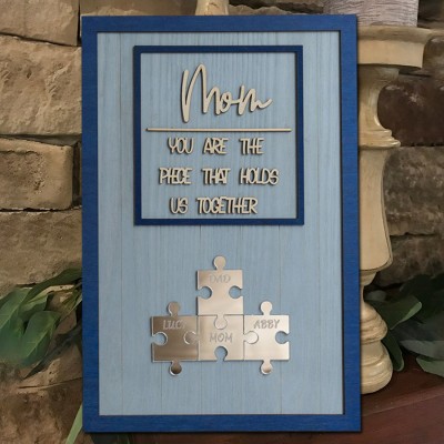 Custom Mom Puzzle Sign with Name Piece That Holds Us Together For Mother's Day Gift