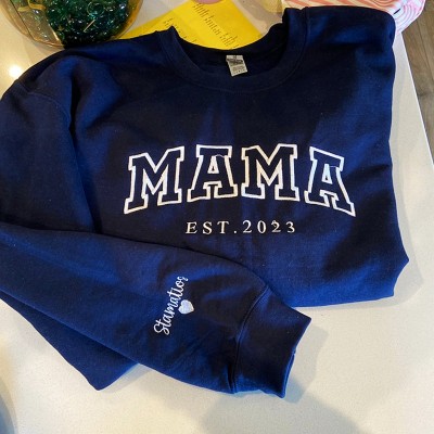 Custom Mama Embroidered Sweatshirt Hoodie Gift Ideas For Christmas Family Gift