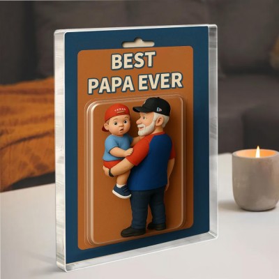 Custom Photo Dad And Kids Action Figure Acrylic Block For Father's Day Gift