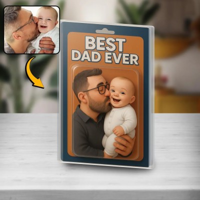 Custom Photo Dad And Kids Action Figure Acrylic Block Best Dad Ever Plaque For Father's Day Gift