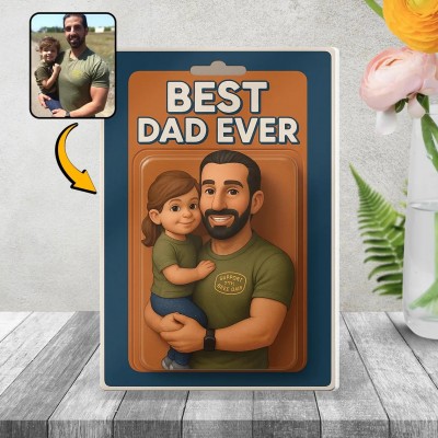 Custom Photo Dad And Kids Action Figure Acrylic Block Best Dad Ever Plaque For Father's Day Gift