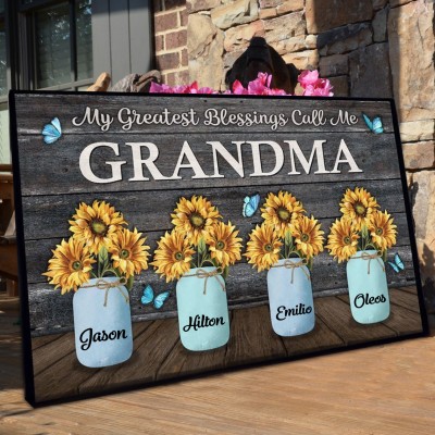 My Greatest Blessings Call Me Grandma Personalized Sunflower Wood Sign With Grandchildren Name For Mother's Day Gift