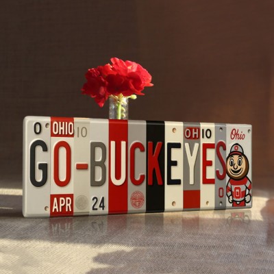 Go-Buckeyes License Plate Sign – Ohio State Buckeyes Wall Art Game Day Decor Christmas Gift
