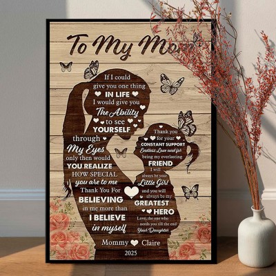 Personalized Gift For Mom From Daughter To My Mom Quote Wood Sign Mother's Day Gift
