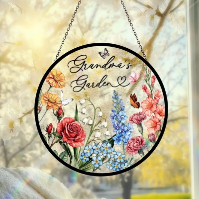 Custom Grandma's Garden Birth Flower Suncatcher For Mom Grandma Mother's Day Gift