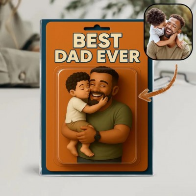 Custom Photo Dad And Kids Action Figure Acrylic Block Best Dad Ever Plaque For Father's Day Gift