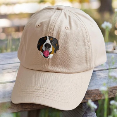 Custom Dog Face Photo Embroidered Cap For Pet Lover Memorial Keepsake Gift