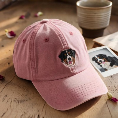 Custom Pet Dog Face Photo Embroidered Hat For Pet Lover Memorial Keepsake Gift