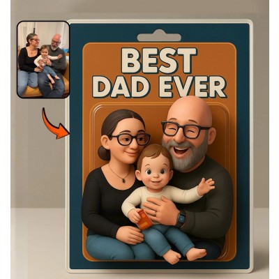 Custom Photo Dad And Kids Action Figure Acrylic Block Best Dad Ever Plaque For Father's Day Gift