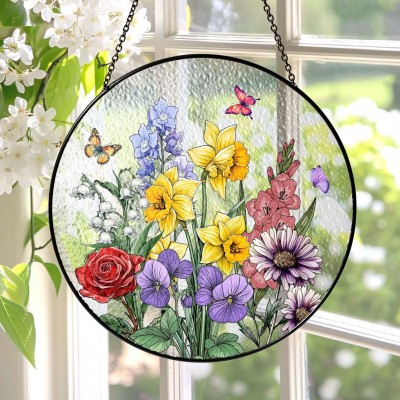 Custom Family Birth Month Flowers Suncatcher For Mom Grandma Mother's Day Gift