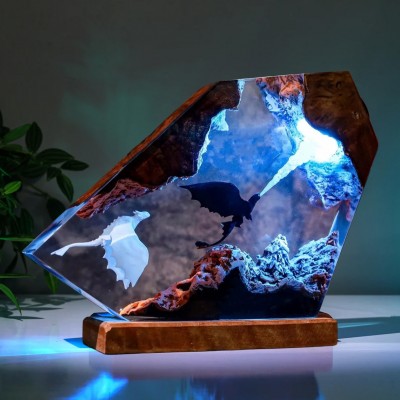 Handmade Flying Dragon Resin Lamp Christmas Couple Gift for Him or Her