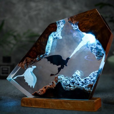 Handmade Flying Dragon Resin Lamp Christmas Couple Gift for Him or Her