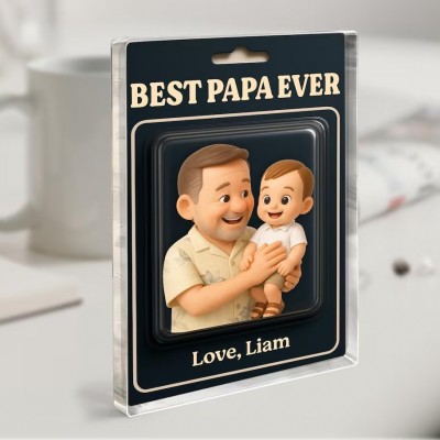 Custom Photo Dad And Kids Action Figure Acrylic Block For Father's Day Gift