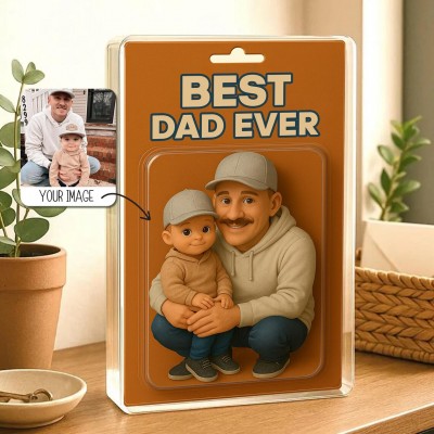 Custom Photo Dad And Kids Action Figure Acrylic Block For Father's Day Gift