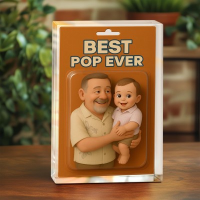 Personalized Photo Dad And Kids Action Figure Acrylic Block For Father's Day Gift