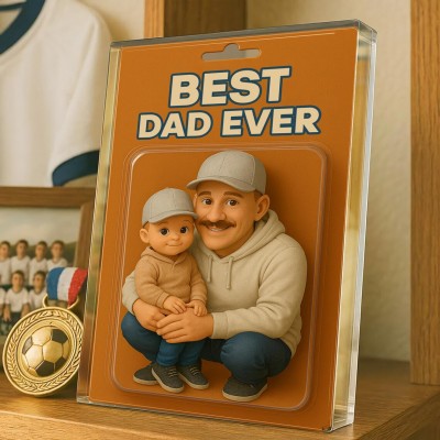 Personalized Photo Dad And Kids Action Figure Acrylic Block For Father's Day Gift