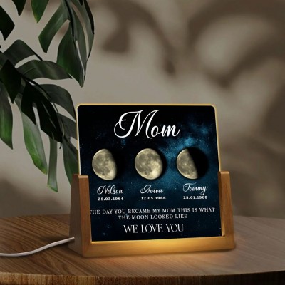 Custom Mom Moon Phase Night Light By Date For Mother's Day Gift