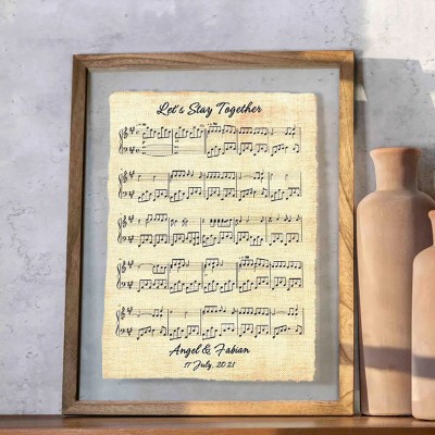 Personalized Framed Music Sheets Song Lyric Art Gift For Couple Wedding Anniversary Valentine's Day