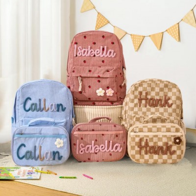 Custom Kids Backpack and Lunchbag With Name Toddler School Bag For Back To School Girls Boys Gift