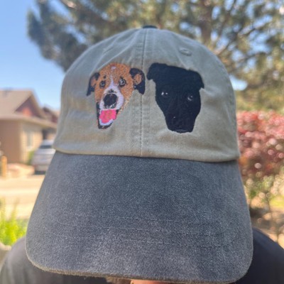 Custom Pet Dog Cat Face Photo Embroidered Hat For Pet Lover Memorial Keepsake Gift