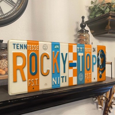 Rocky Top License Plate Sign – Tennessee Volunteers Wall Art Game Day Decor Christmas Gift