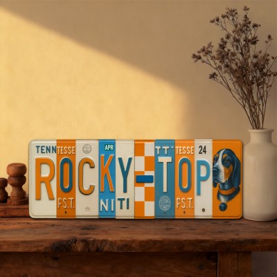 Rocky Top License Plate Sign – Tennessee Volunteers Wall Art Game Day Decor Christmas Gift
