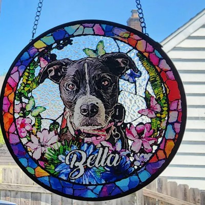 Custom Dog Portrait Memorial Suncatcher Window Hangings Loss of Pet Keepsake Gift